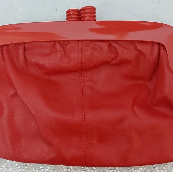 Red Italian Leather Purse, Trimingham Italian Leather Clutch - Picture 4 of 11